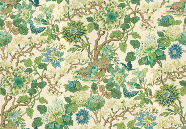 G P & J Baker MAGNOLIA EMERALD/TEAL Wallpaper