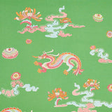 Schumacher Hanlun Dragon Embroidery Green Fabric