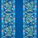 Schumacher Lotan Dragon Embroidery Blue Fabric