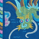 Schumacher Lotan Dragon Embroidery Blue Fabric