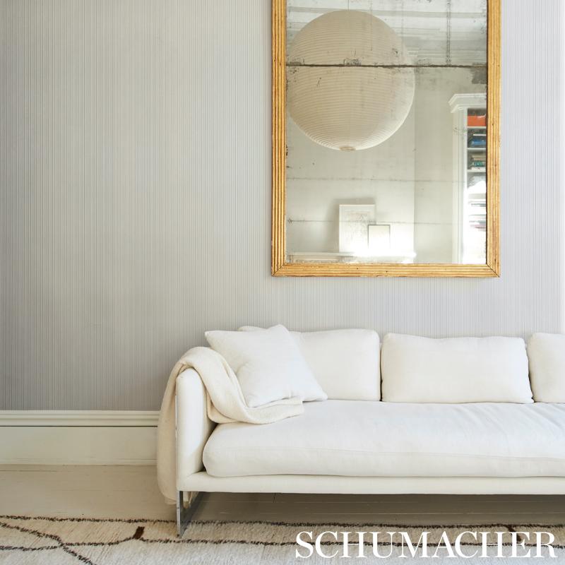 Schumacher Galvanized Rib Ivory Wallpaper