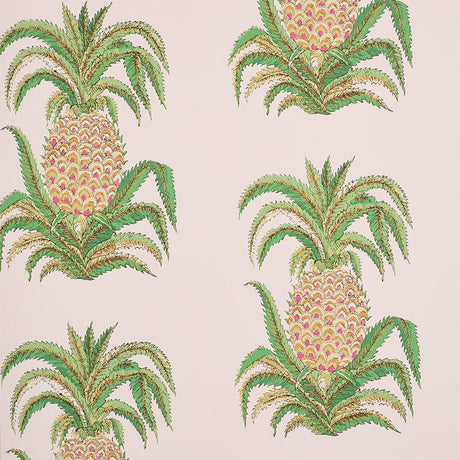 Schumacher Pineapples Blush Wallpaper