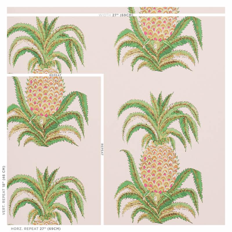Schumacher Pineapples Blush Wallpaper