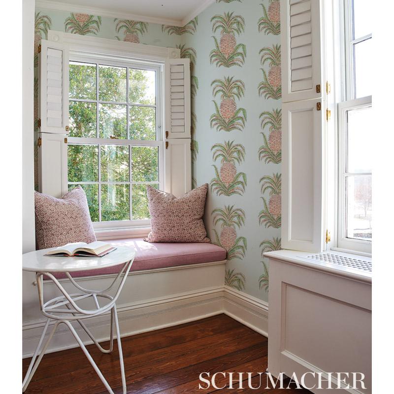 Schumacher Pineapples Blush Wallpaper