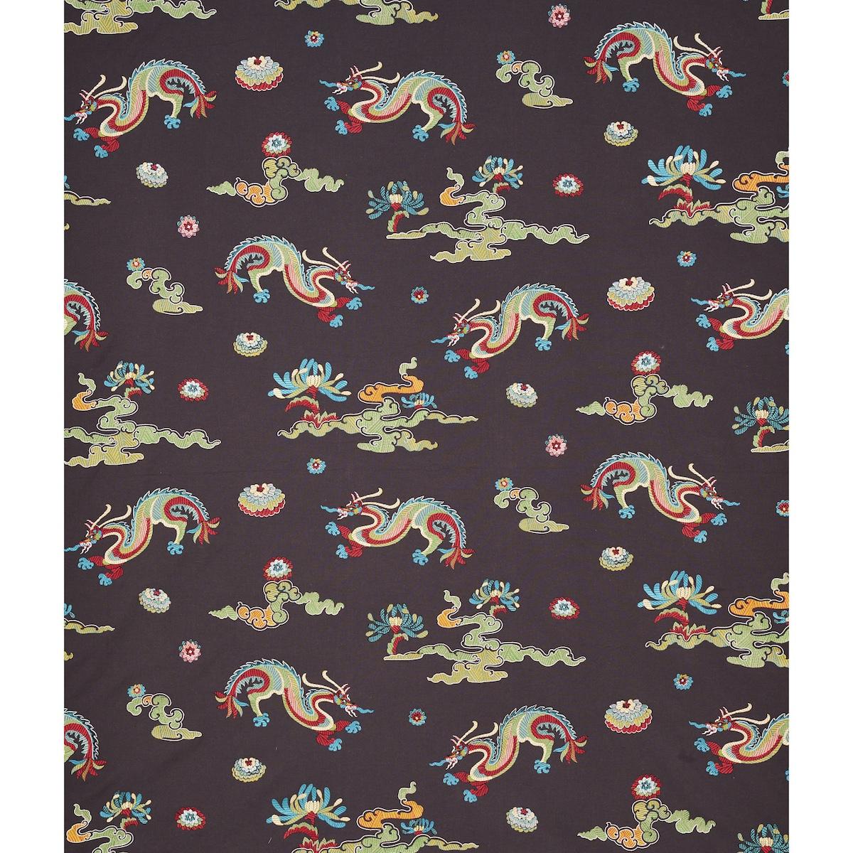 Schumacher Hanlun Dragon Embroidery Charcoal Fabric