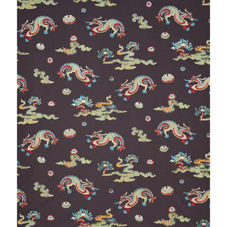 Schumacher Hanlun Dragon Embroidery Charcoal Fabric