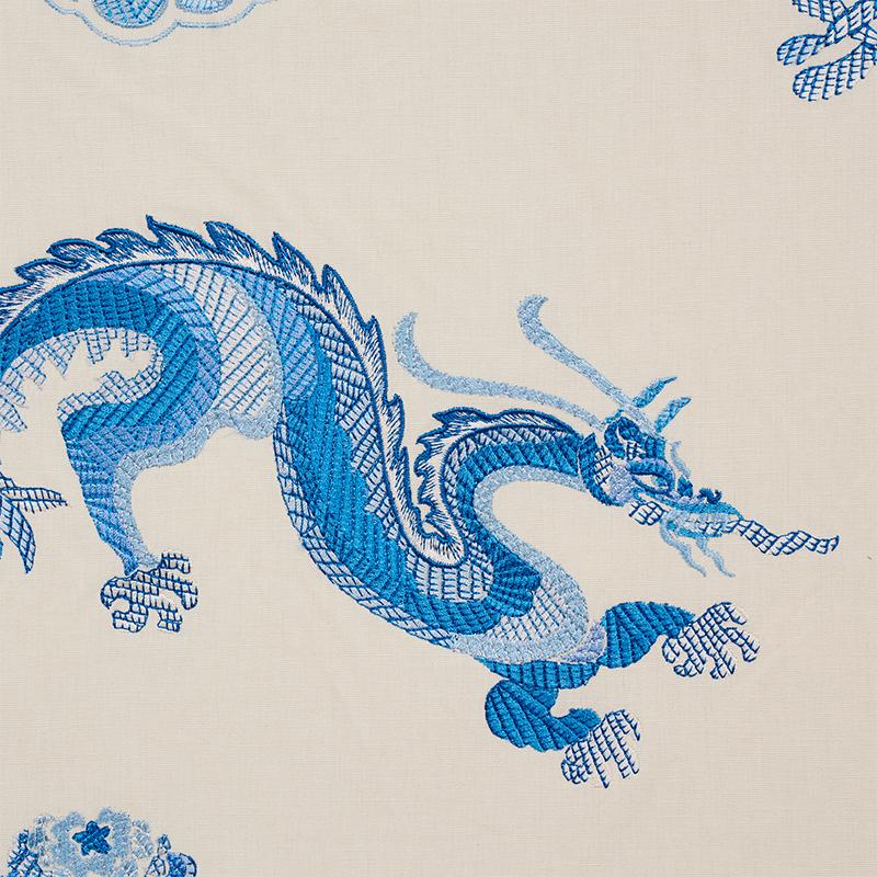 Schumacher Hanlun Dragon Embroidery Porcelain Fabric