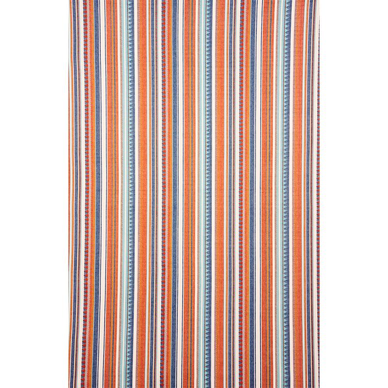 Schumacher Zuni Stripe Blue & Orange Fabric