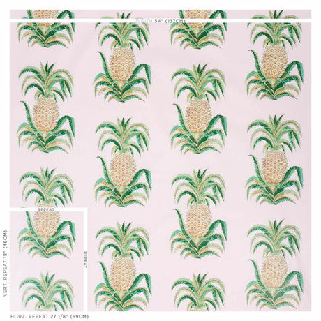 Schumacher Pineapples Chintz Blush Fabric