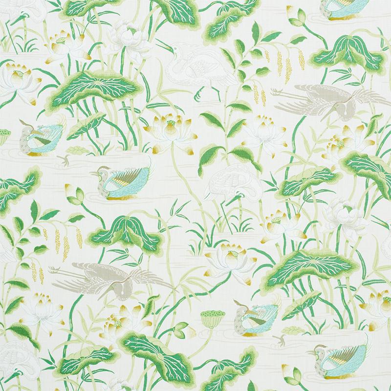 Schumacher Lotus Garden Leaf Fabric