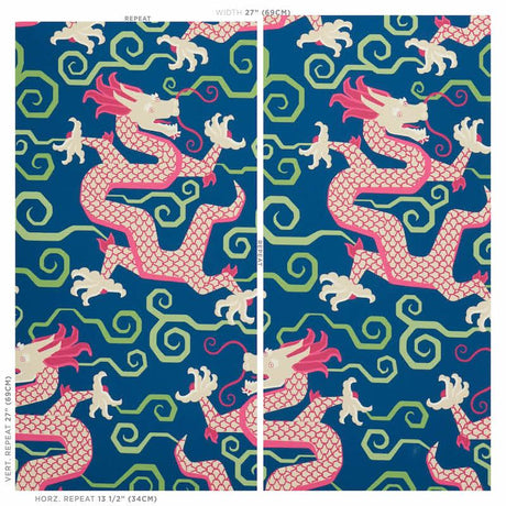 Schumacher Bixi Sapphire Wallpaper