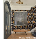 Schumacher Les Gazelles Au Bois Vinyl Noir Wallpaper