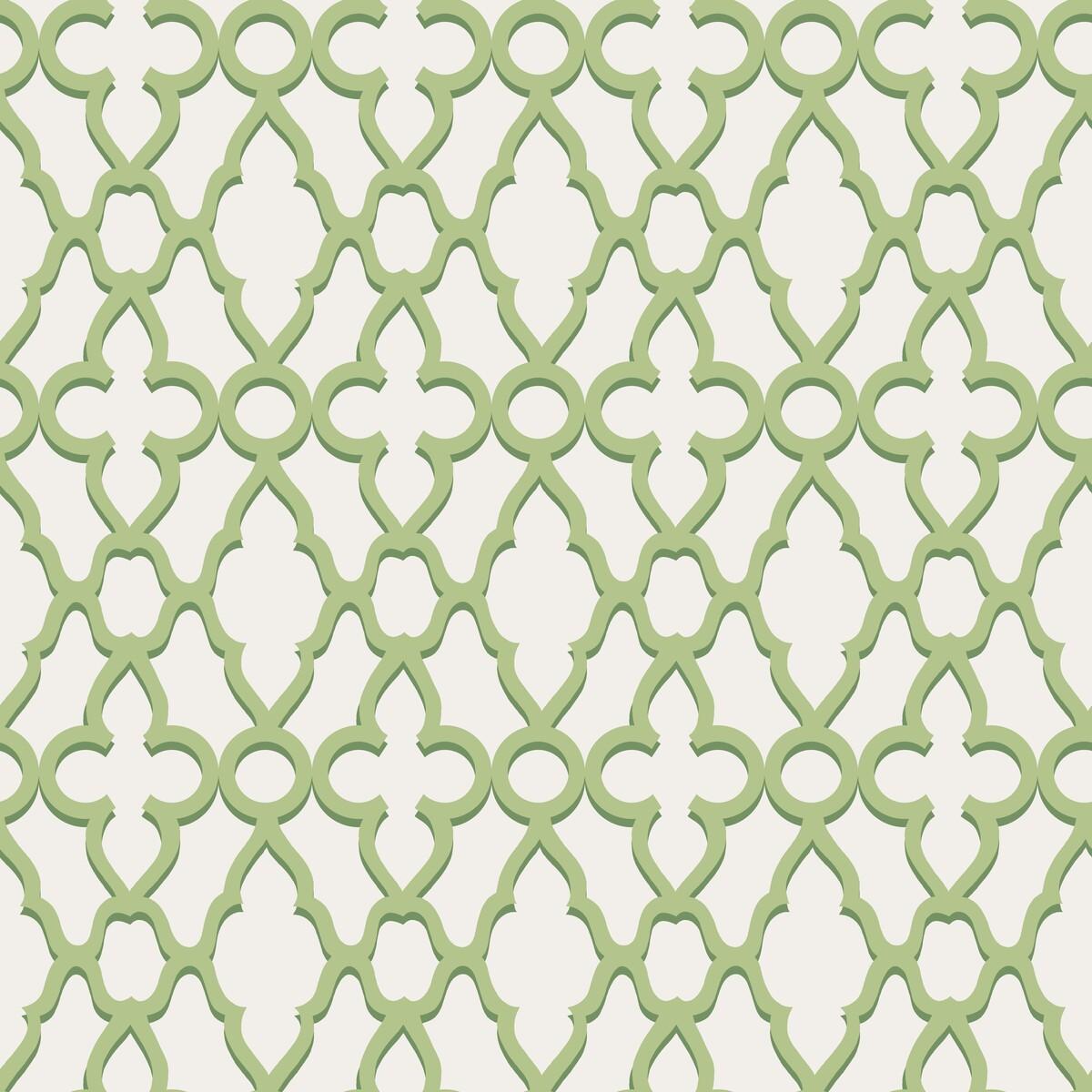 Cole & Son Treillage Leaf Green/Chlk Wallpaper