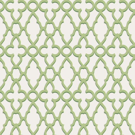 Cole & Son Treillage Leaf Green/Chlk Wallpaper