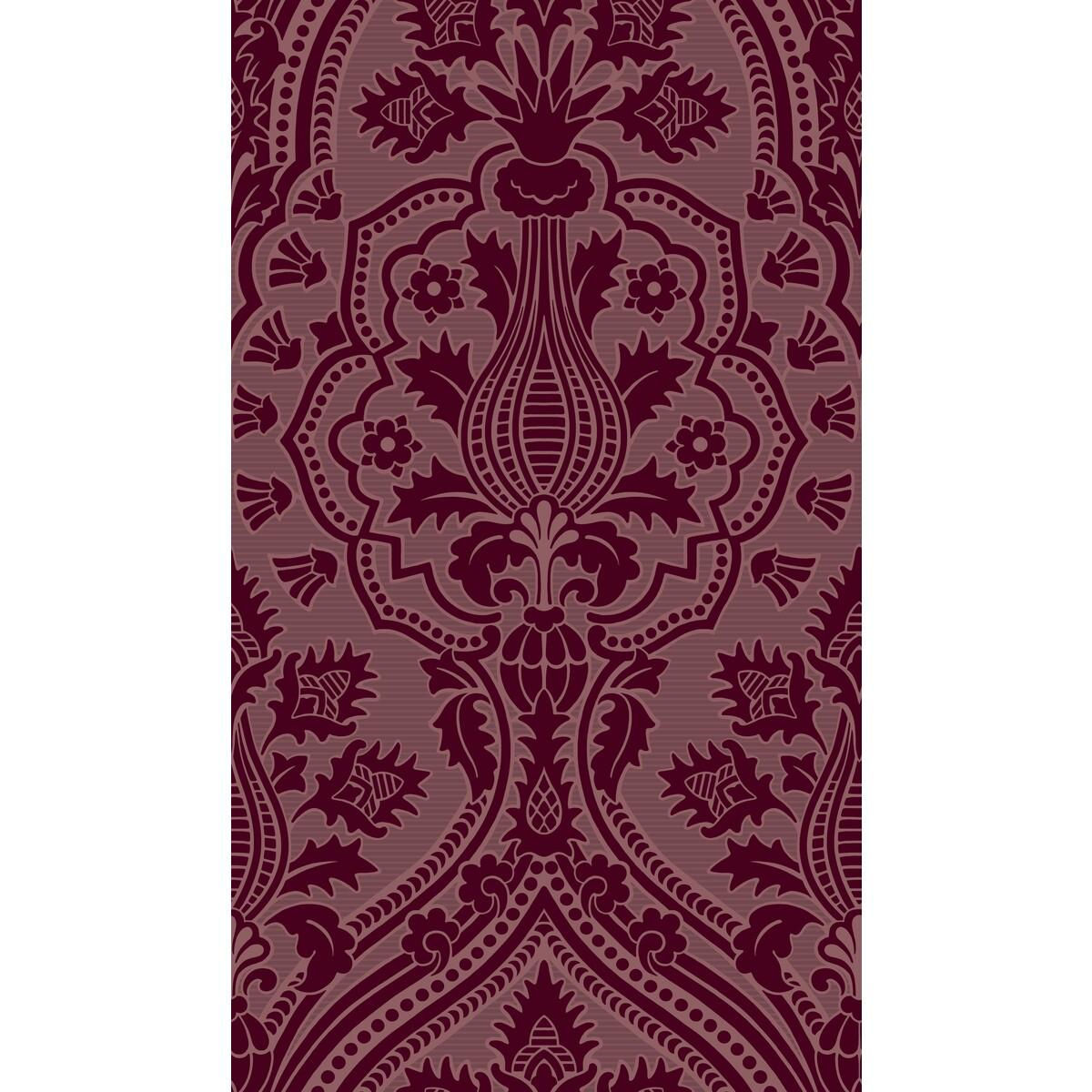 Cole & Son Pugin Palace Flock Claret Wallpaper