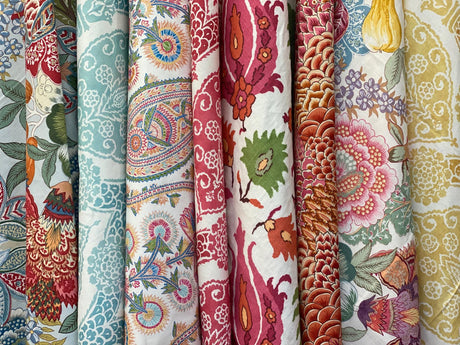 Brunschwig & Fils KASHMIRI LINEN PRINT PINK/GREEN Fabric