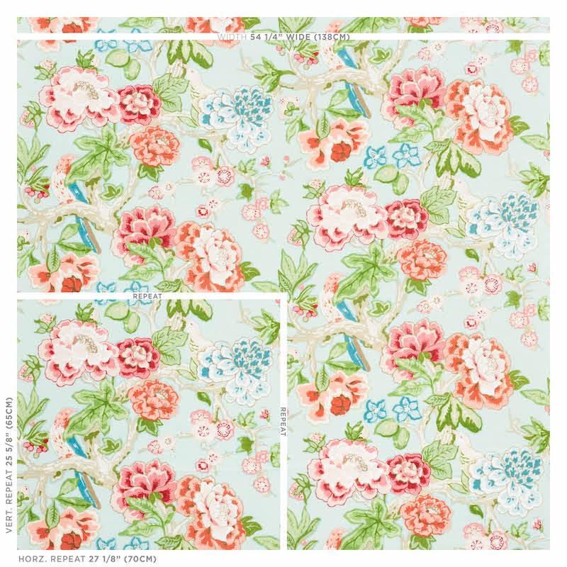 Schumacher Bermuda Blossoms Aqua Fabric