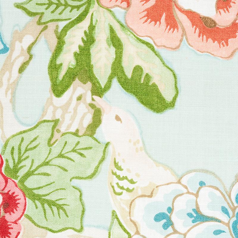 Schumacher Bermuda Blossoms Aqua Fabric