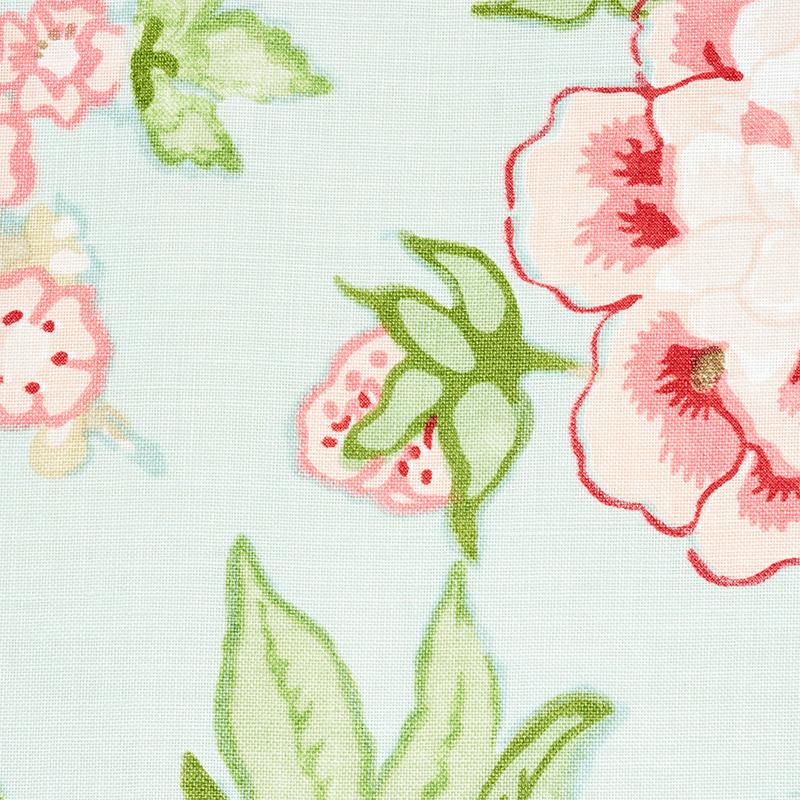Schumacher Bermuda Blossoms Aqua Fabric