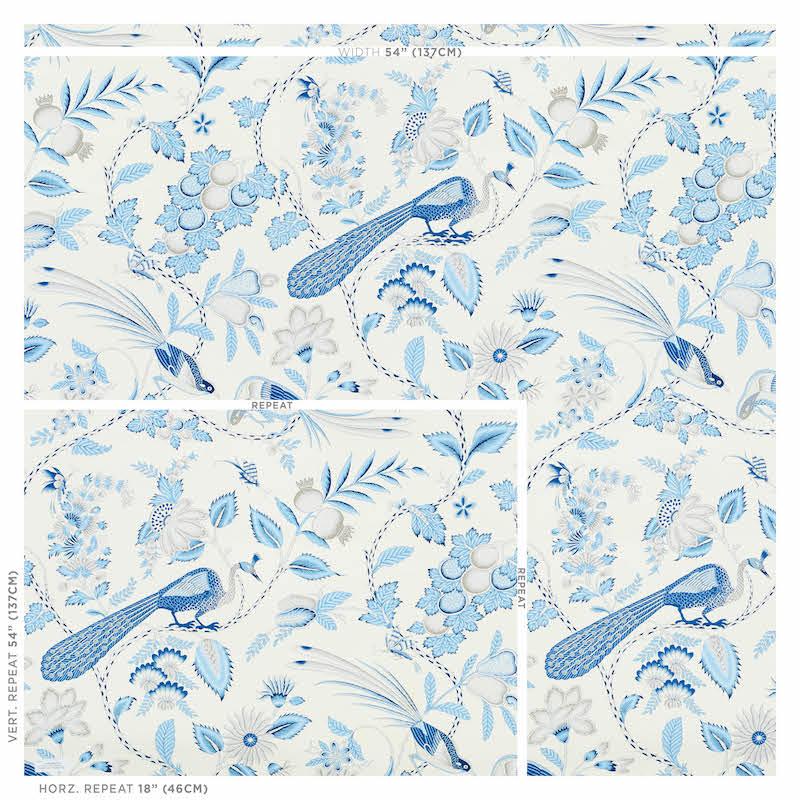 Schumacher Campagne Bleu & Gris Wallpaper