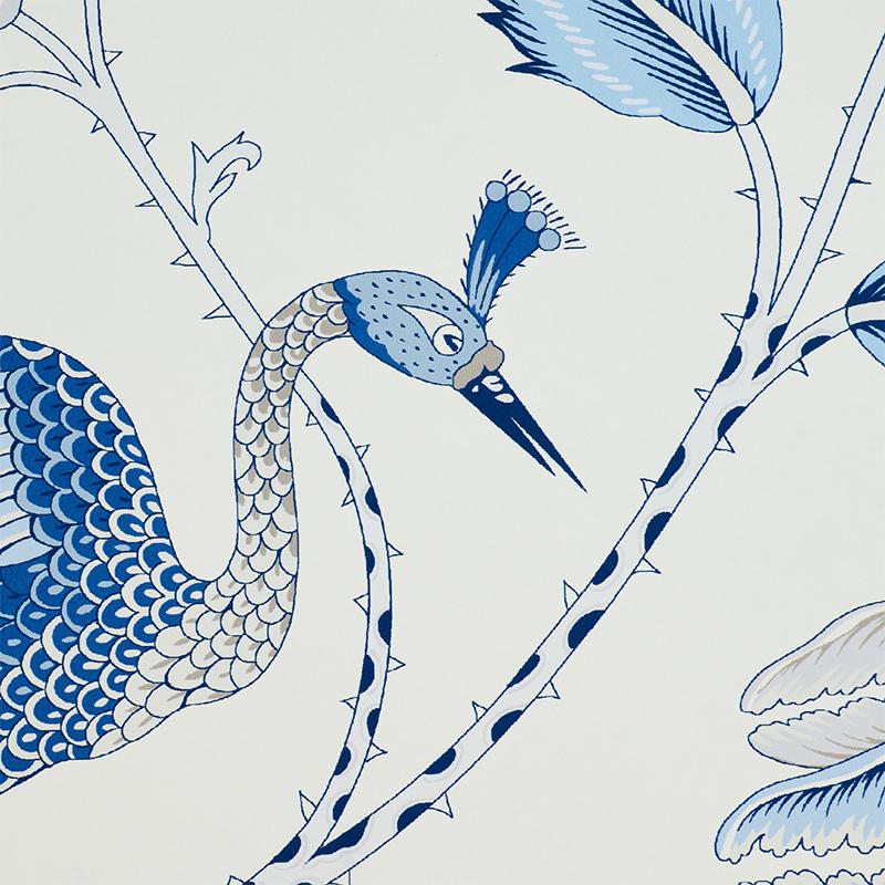 Schumacher Campagne Bleu & Gris Wallpaper
