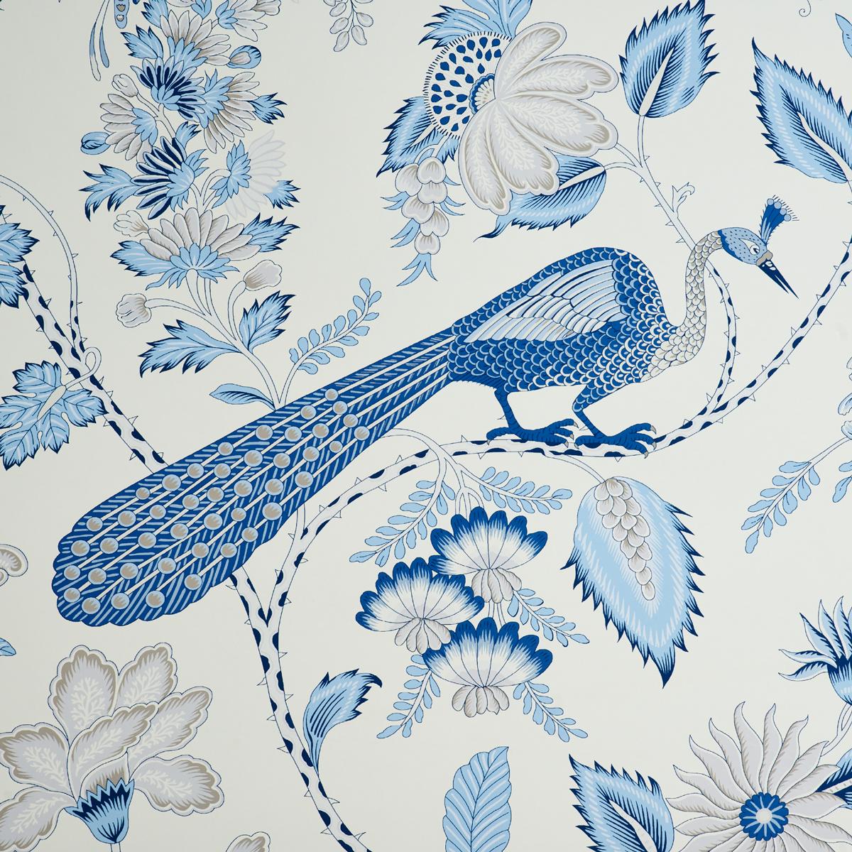 Schumacher Campagne Bleu & Gris Wallpaper