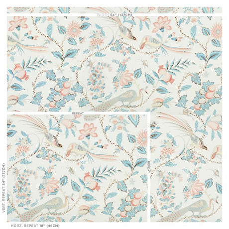 Schumacher Campagne Peacock & Rouge Wallpaper