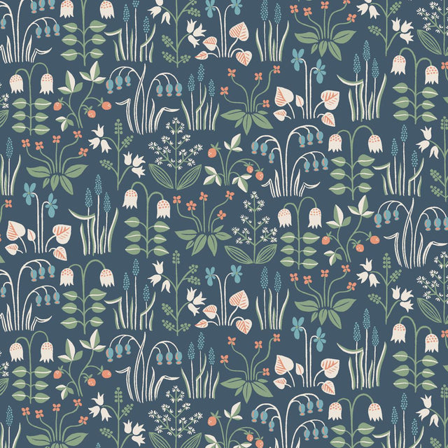 Borastapeter Strawberry Field Navy Wallpaper
