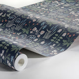 Borastapeter Strawberry Field Navy Wallpaper