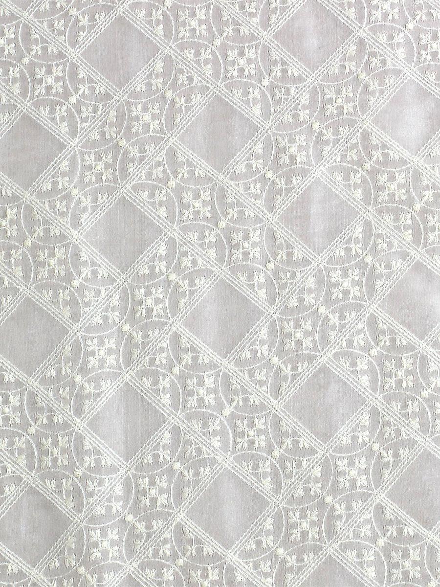 Scalamandre Broderies Villers Sheer Ivory Fabric
