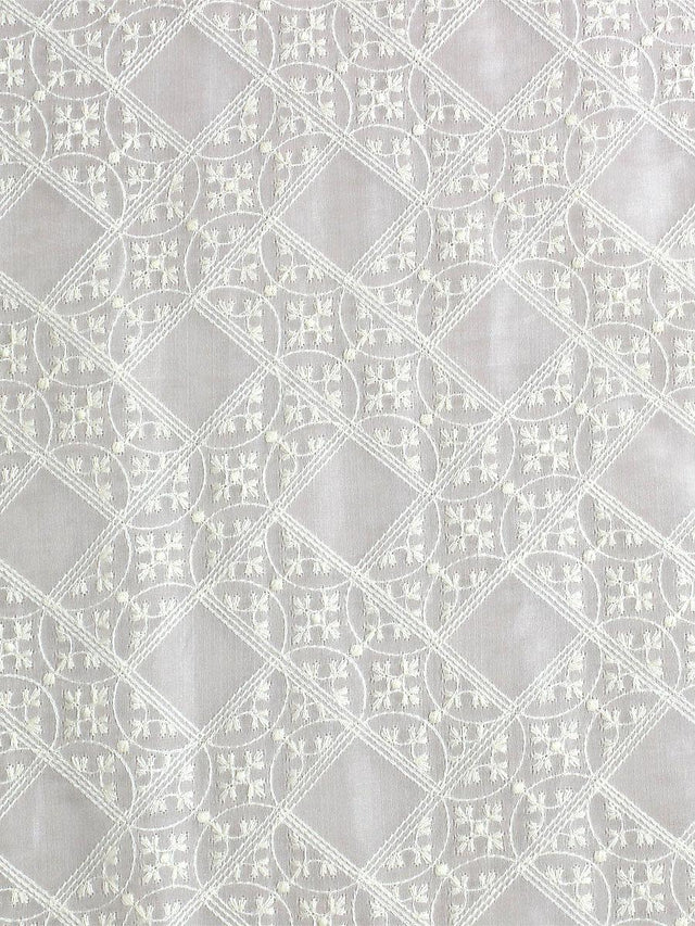 Scalamandre Broderies Villers Sheer Ivory Fabric