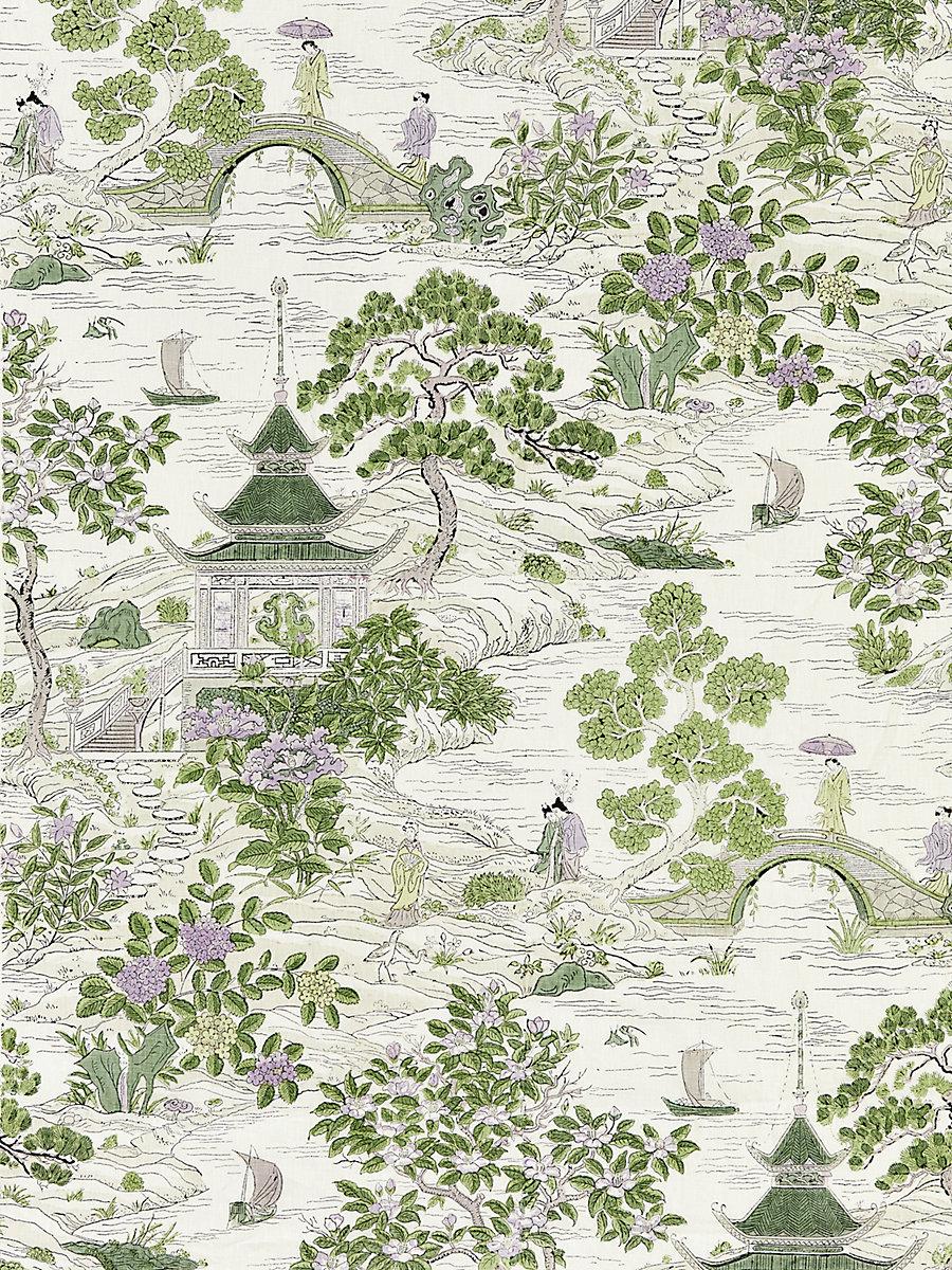 Scalamandre Satomi Hand Block Print Lavender & Citron Fabric