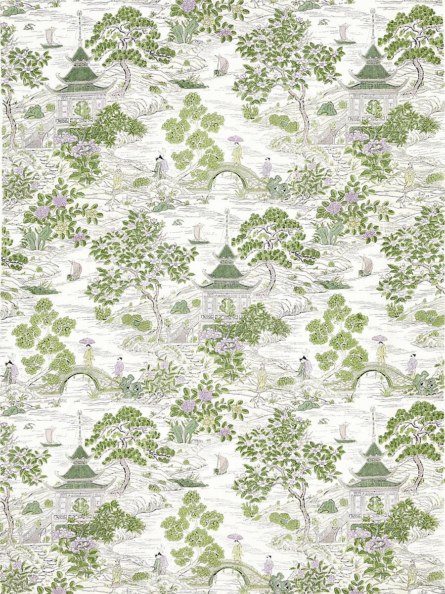 Scalamandre Satomi Hand Block Print Lavender & Citron Fabric