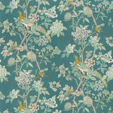 G P & J Baker HYDRANGEA BIRD (ARCHIVE) TEAL Fabric