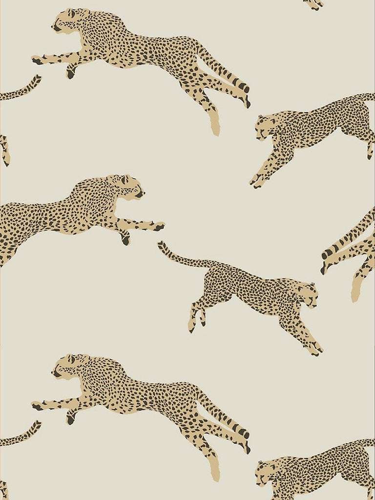 Scalamandre Leaping Cheetah Dune Wallpaper