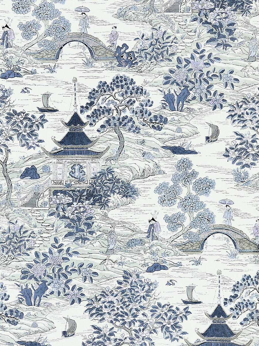 Scalamandre Satomi Hand Block Print Evening Blue Fabric
