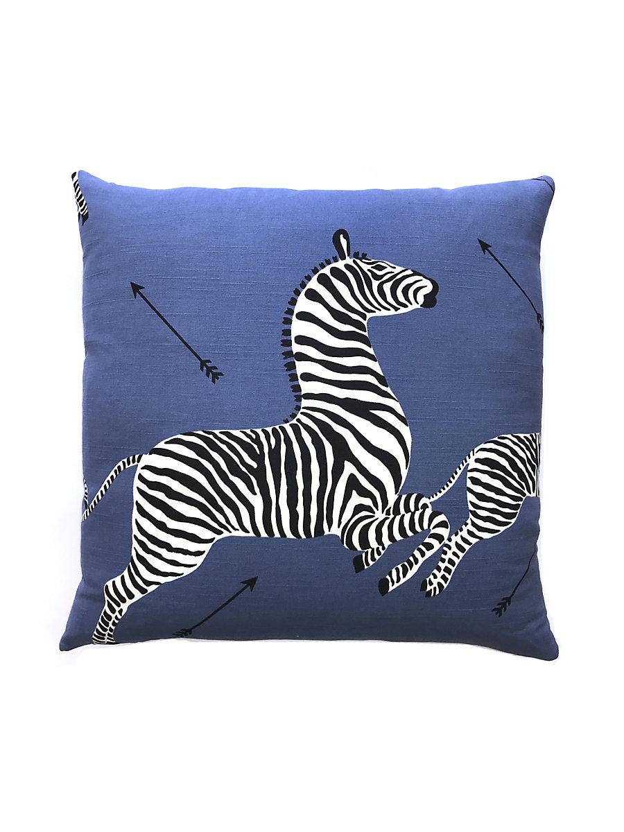 Scalamandre Zebras 22 X 22 - Denim Decorative Pillow