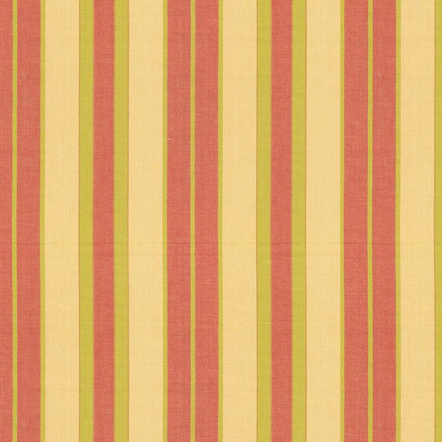 Schumacher Beacon Cotton Stripe Maize/Pear/Coral Fabric