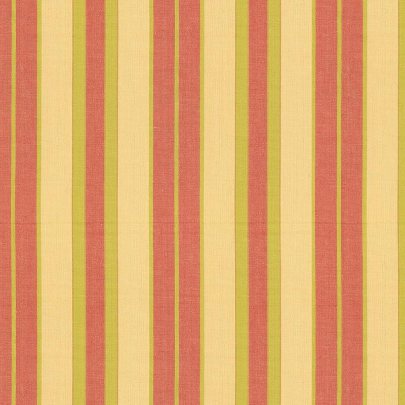 Schumacher Beacon Cotton Stripe Maize/Pear/Coral Fabric