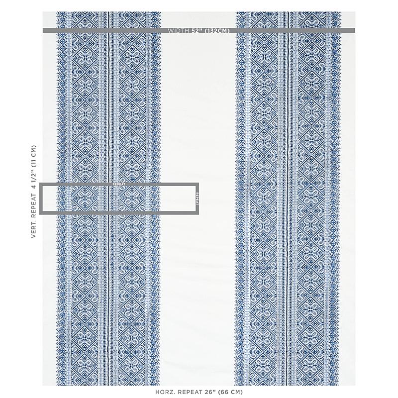 Schumacher Toledo Embroidery Navy Fabric