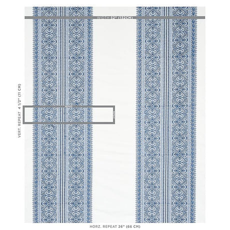 Schumacher Toledo Embroidery Navy Fabric