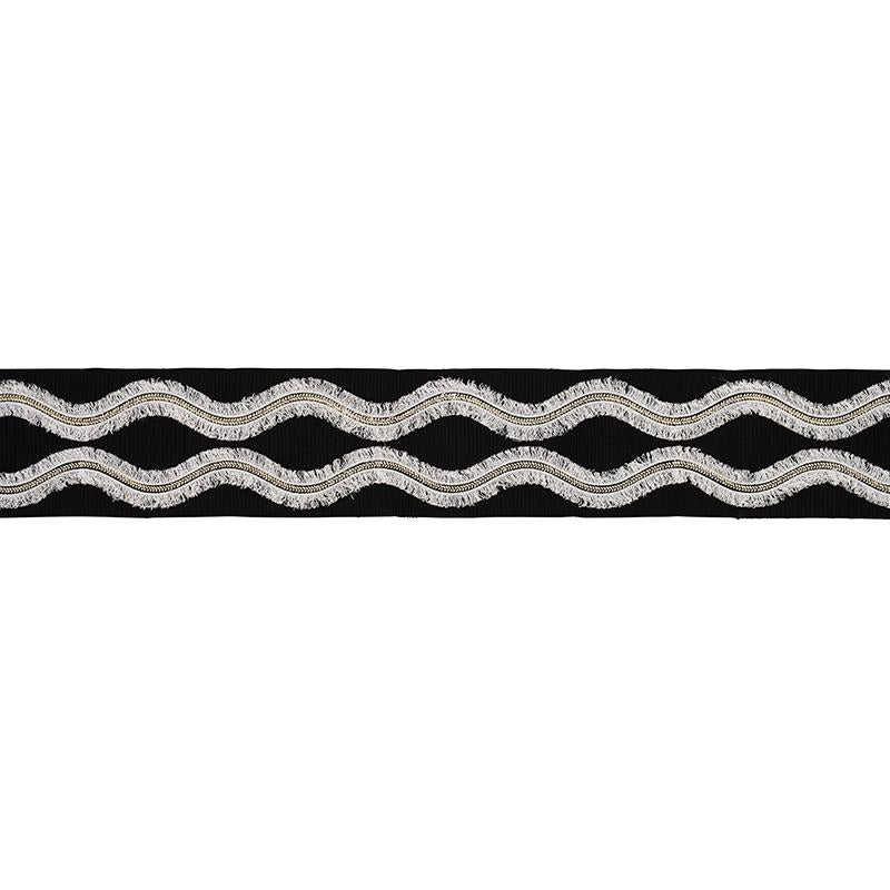 Schumacher Ogee Embroidered Tape Black Trim