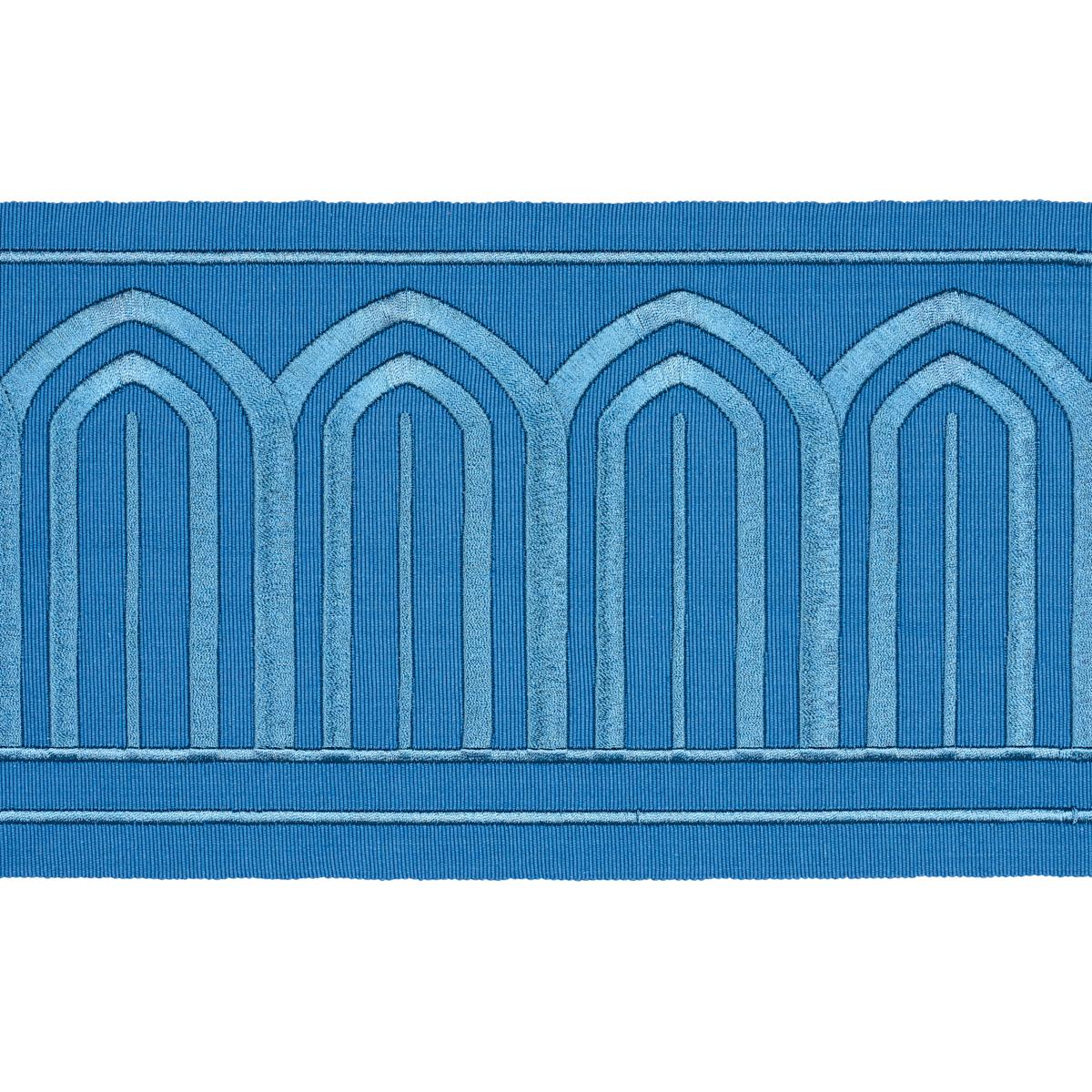 Schumacher Teal Arches Embroidered Tape Wide