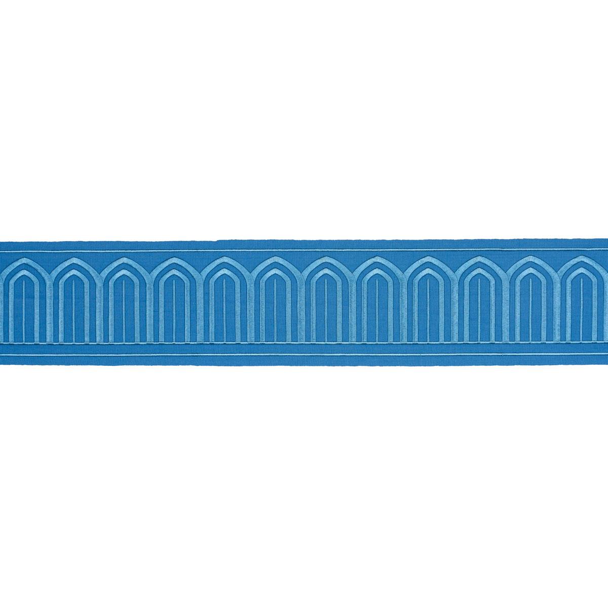 Schumacher Teal Arches Embroidered Tape Wide