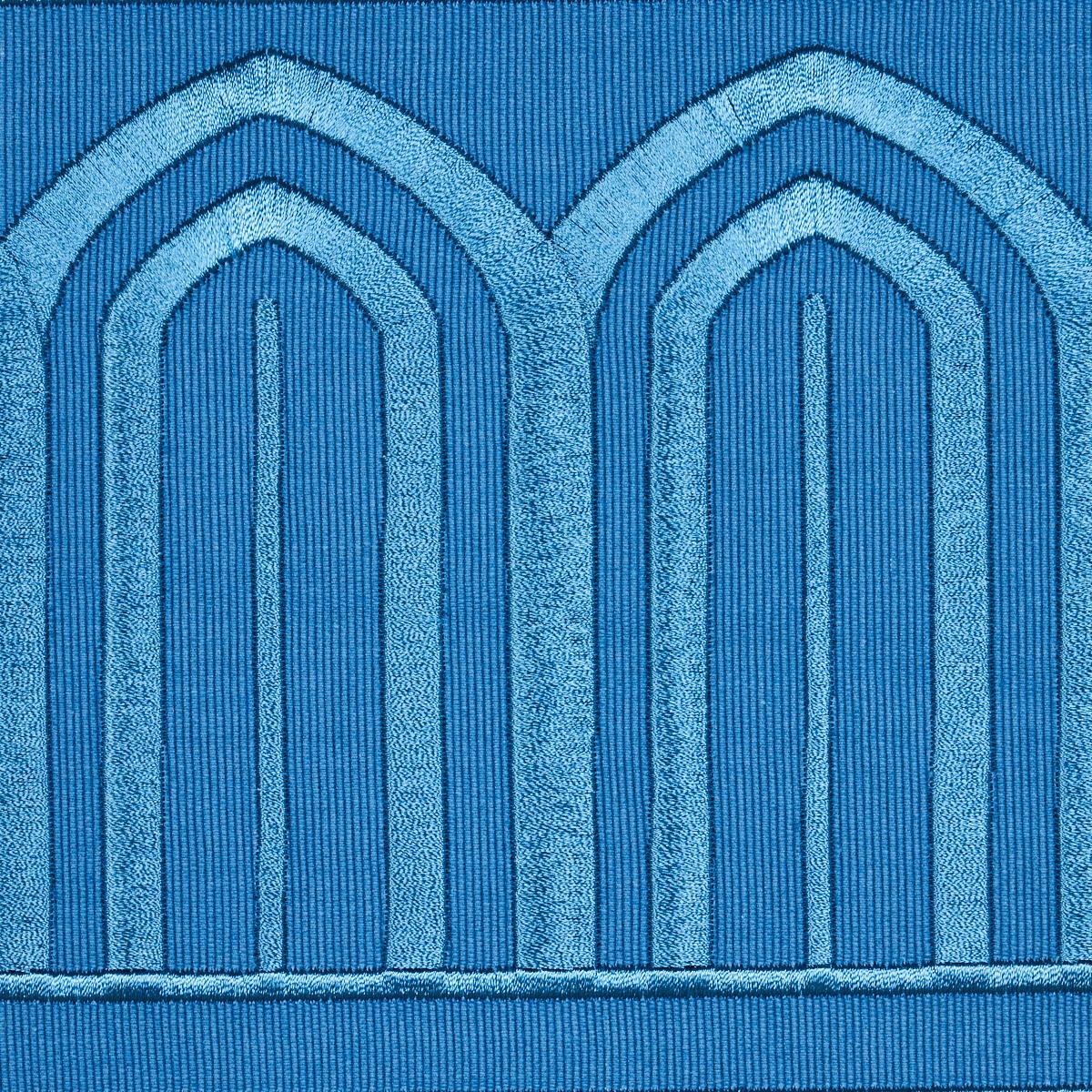 Schumacher Teal Arches Embroidered Tape Wide