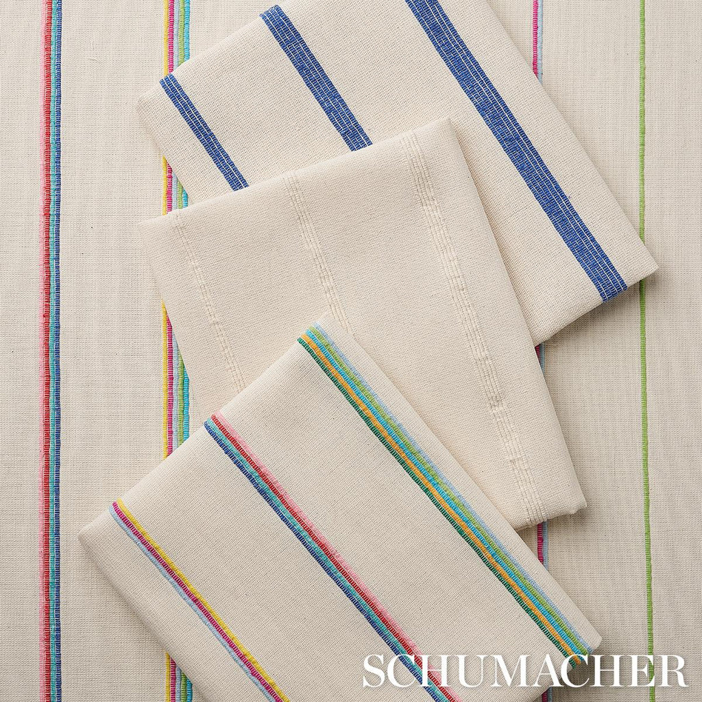 Schumacher Cambaya Handwoven Stripe White Fabric