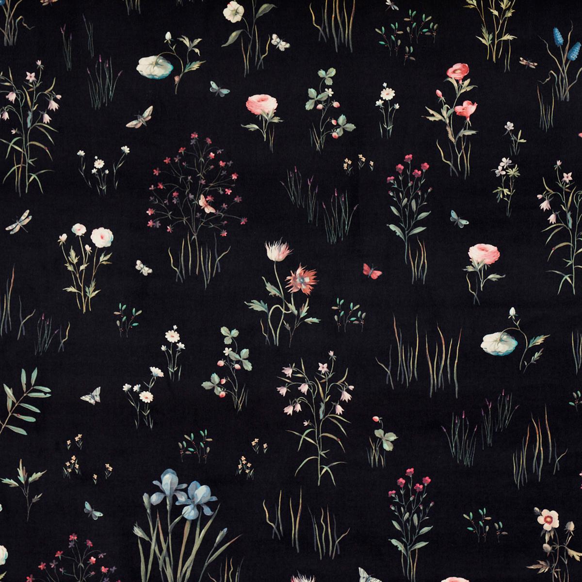 Schumacher Primavera Velvet Black Fabric