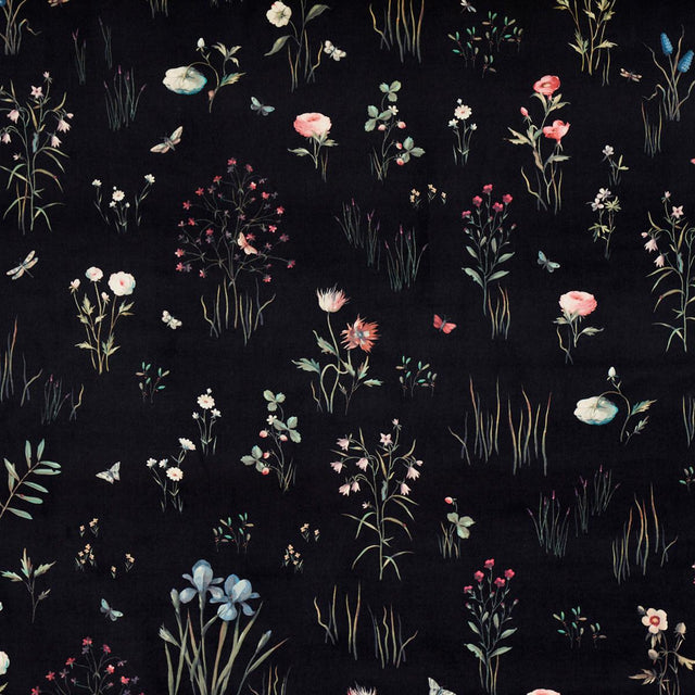 Schumacher Primavera Velvet Black Fabric