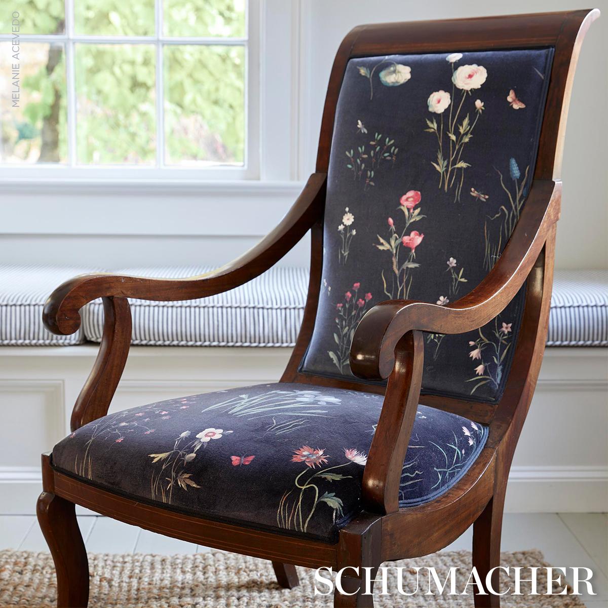 Schumacher Primavera Velvet Black Fabric