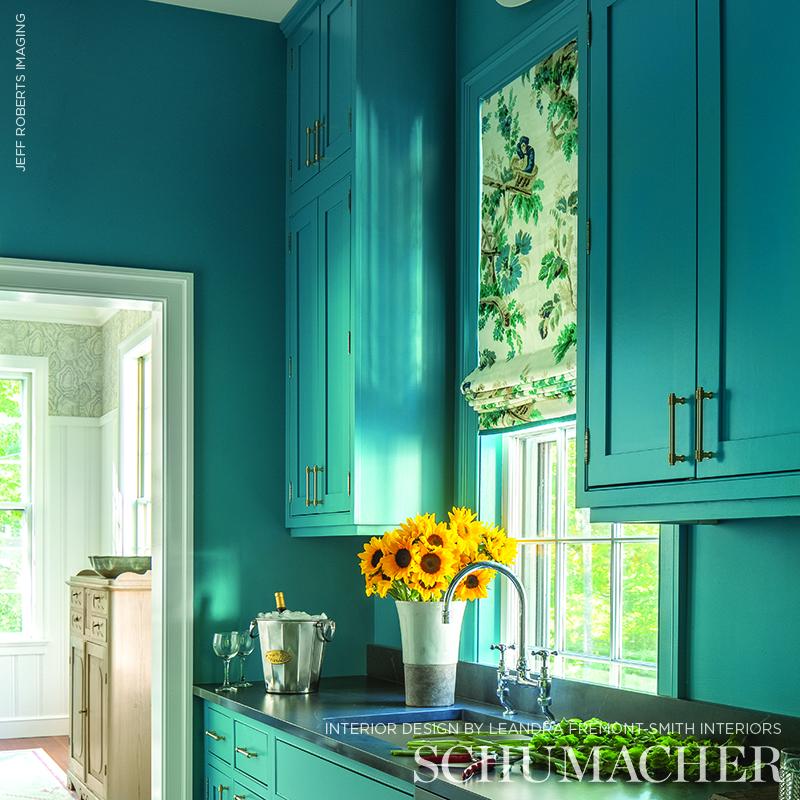 Schumacher Plaisirs De La Chine Emerald & Peacock Fabric